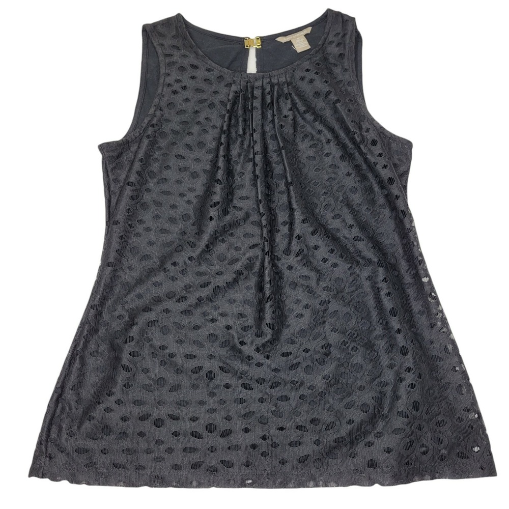 Banana Republic Womens Small Tank Top Blouse Black Sleeveless Geometric‎ Design